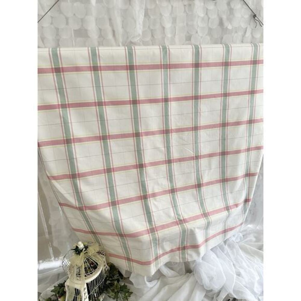 Vintage 90’s Pink Green Cream Yellow Plaid Fabric Cottage Country By The YARD